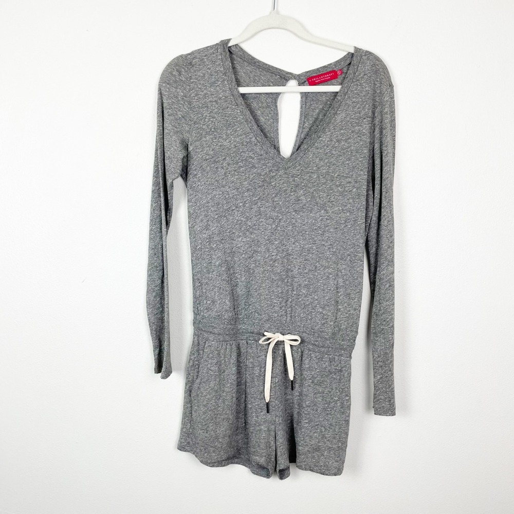 n:Philanthropy Woman's Sz‎ S Gray Arroyo Breathable Tie Waist Romper Long Sleeve